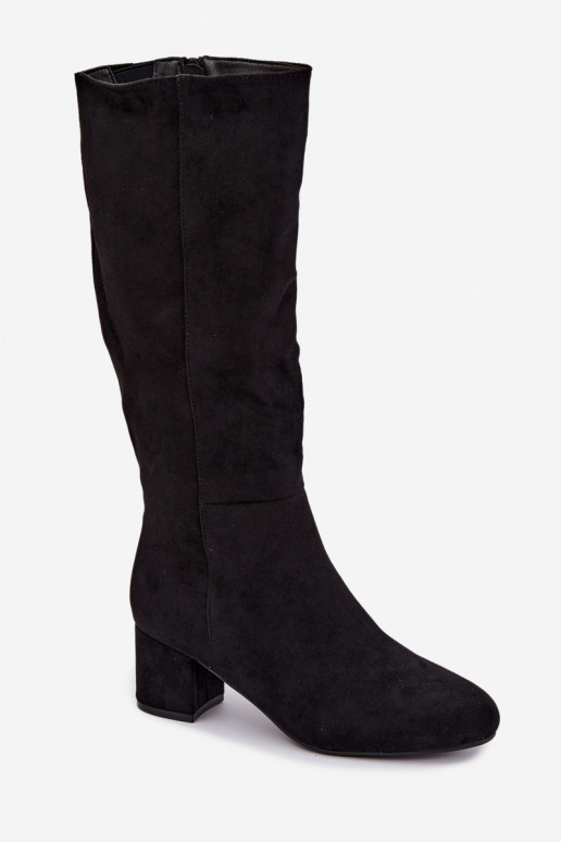Botas largas para mujer forradas con tacones S.Barski HY62-8131 negro