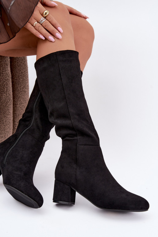 Botas largas para mujer forradas con tacones S.Barski HY62-8131 negro