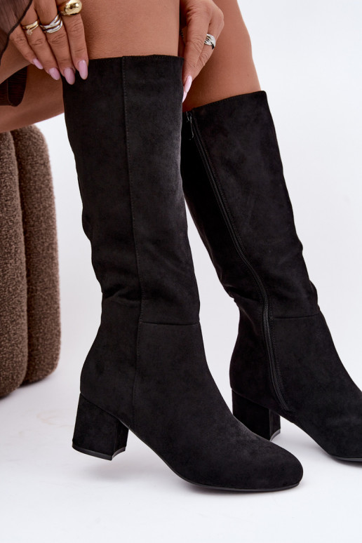 Botas largas para mujer forradas con tacones S.Barski HY62-8131 negro