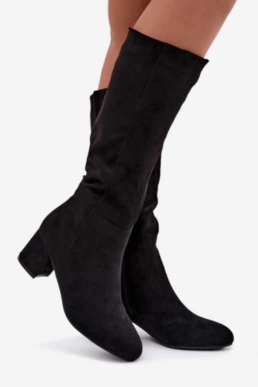 Botas largas para mujer forradas con tacones S.Barski HY62-8131 negro