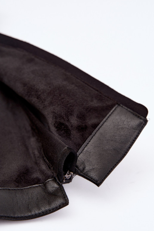 Botas largas de cuero para mujer forradas con tacones D&A JC62-1069 negro