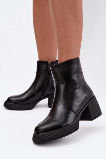 Botines de cuero forrados con tacones D&A CR62-3369 negro 2