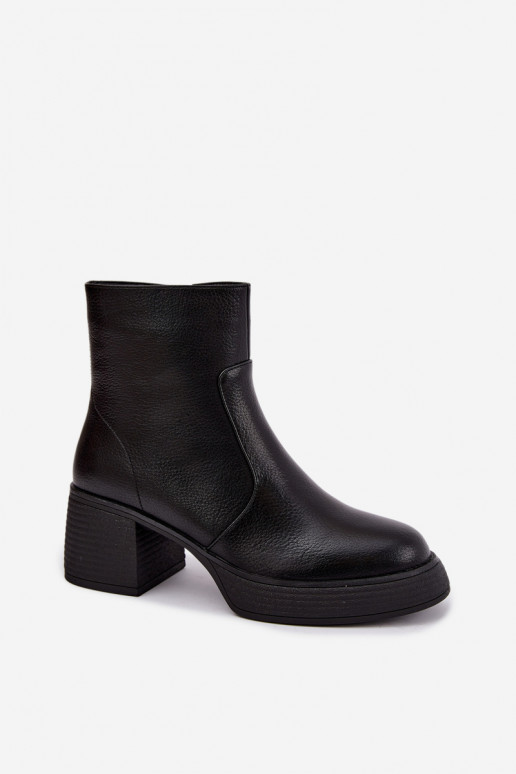 Botines de cuero forrados con tacones D&A CR62-3369 negro