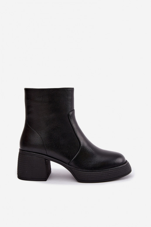 Botines de cuero forrados con tacones D&A CR62-3369 negro