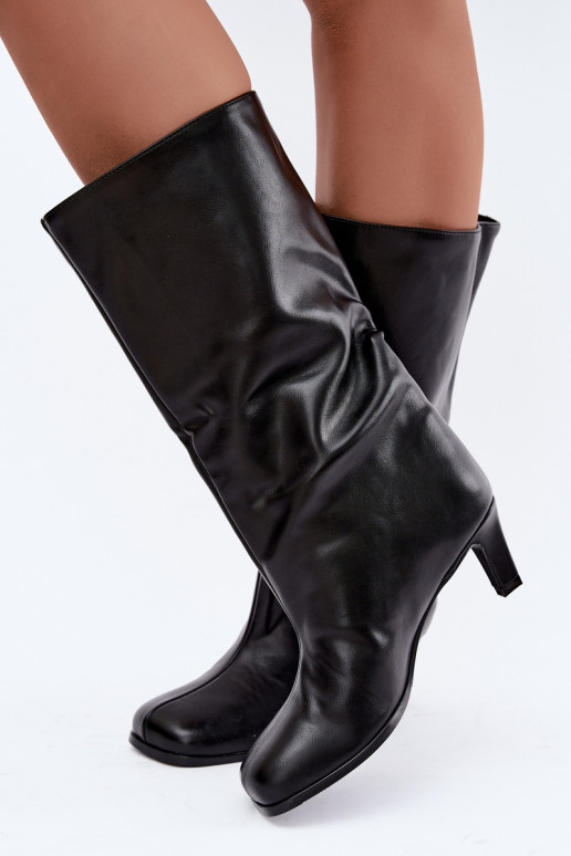 Botas largas sin cordones con tacones negras Caldira