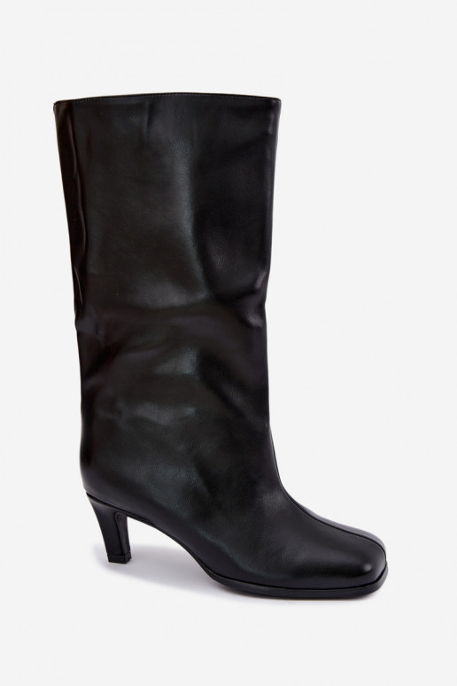 Botas largas sin cordones con tacones negras Caldira