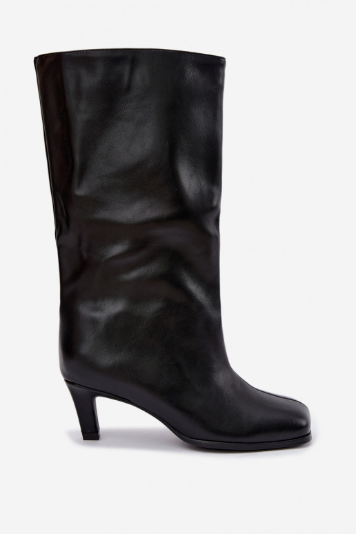 Botas largas sin cordones con tacones negras Caldira