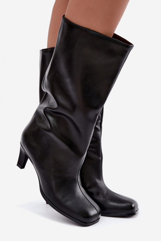 Botas largas sin cordones con tacones negras Caldira
