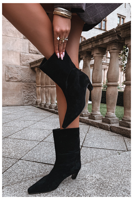 Zapatos cálidos tipo slip-on de ante sintético con tacones en negro Tai turiciejka K7791-01
