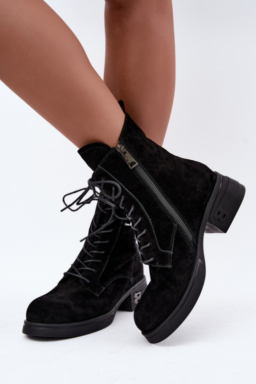 Zapatos cálidos para mujer de ante sintético en negro Vinceza 67044