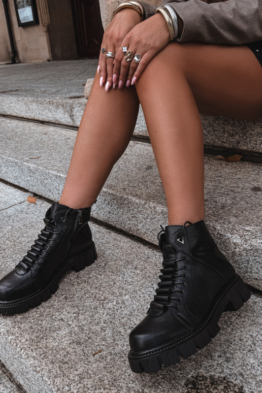 botines para mujeres con plataforma D&A JC62-1044 en negro