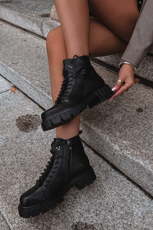 botines para mujeres con plataforma D&A JC62-1044 en negro