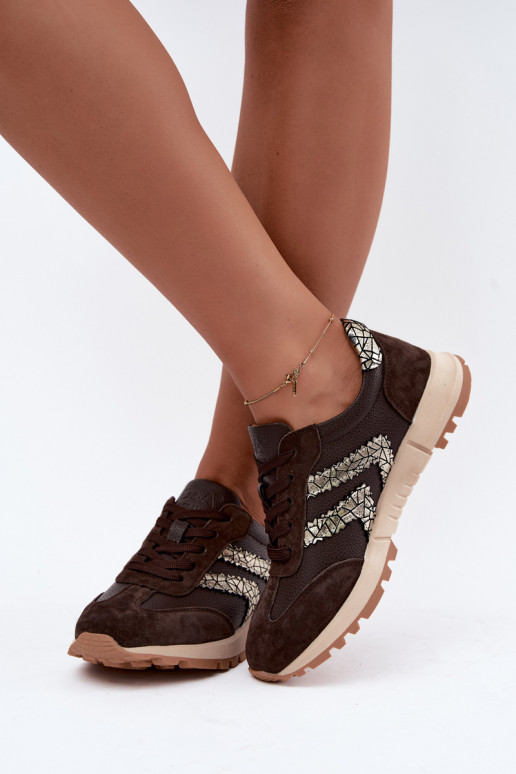 Zapatillas para mujer de ante sintético en color chocolate D&A GR62-6015