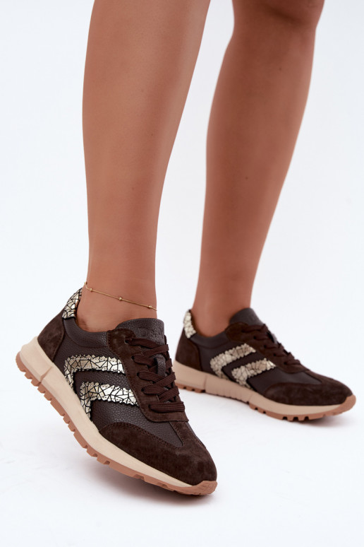 Zapatillas para mujer de ante sintético en color chocolate D&A GR62-6015