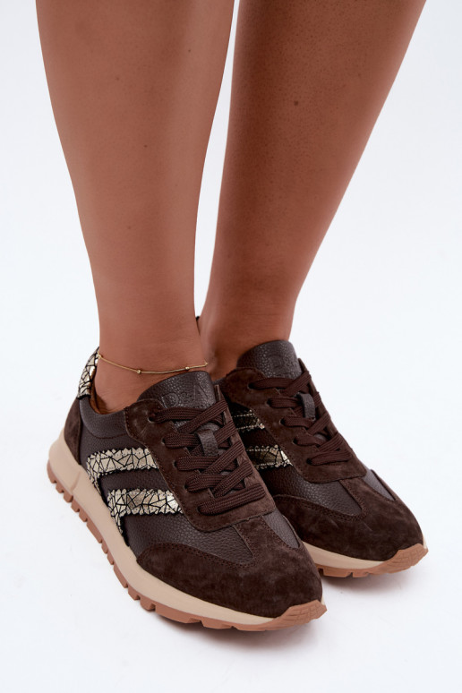 Zapatillas para mujer de ante sintético en color chocolate D&A GR62-6015