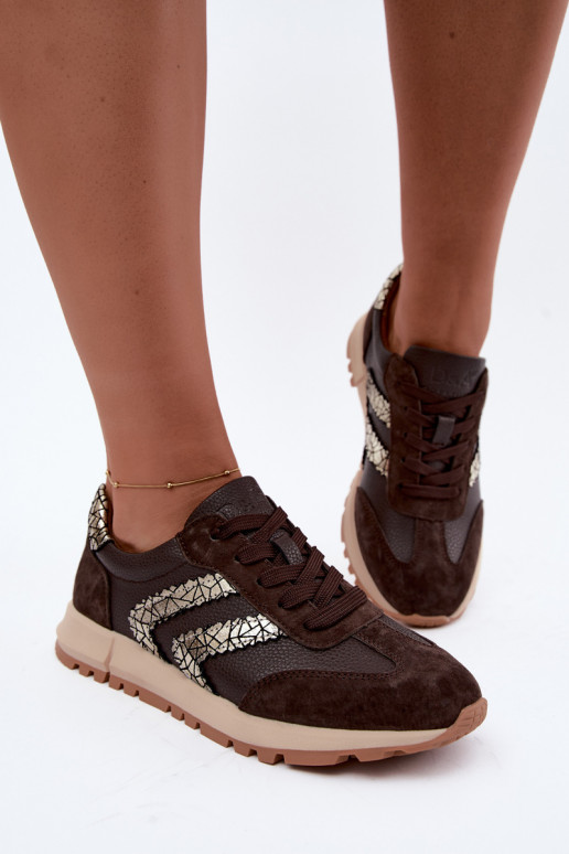 Zapatillas para mujer de ante sintético en color chocolate D&A GR62-6015