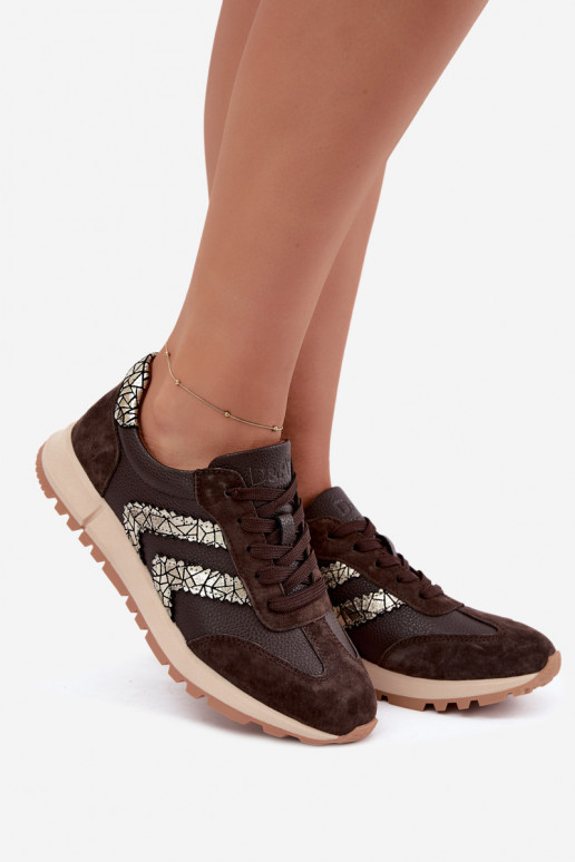 Zapatillas para mujer de ante sintético en color chocolate D&A GR62-6015
