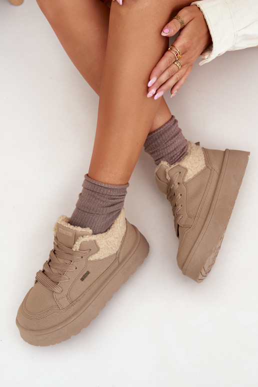Botas de nieve para mujer con plataforma y pelo Big Star SS274105 color arena