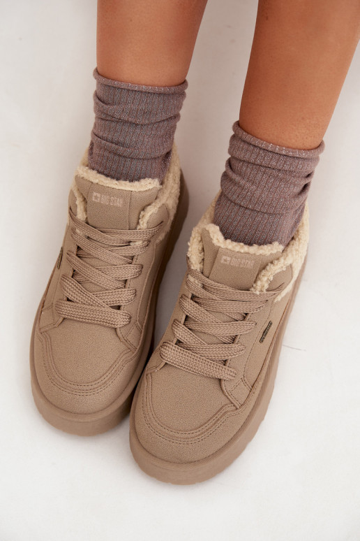 Botas de nieve para mujer con plataforma y pelo Big Star SS274105 color arena