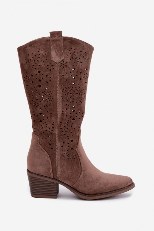 Botas largas de estilo cowboy marrones con cortes Garena