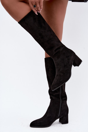 Botas de mujer aisladas hasta la rodilla con tacón en negro Raleya 2