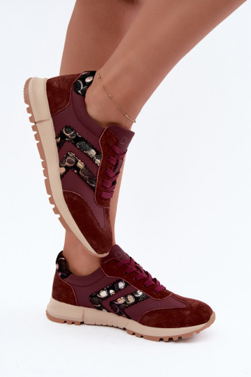 Zapatillas deportivas de mujer de ante sintético D&A GR62-6015 en burdeos