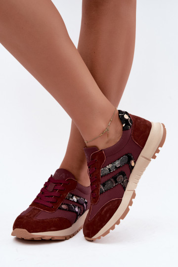 Zapatillas deportivas de mujer de ante sintético D&A GR62-6015 en burdeos 2