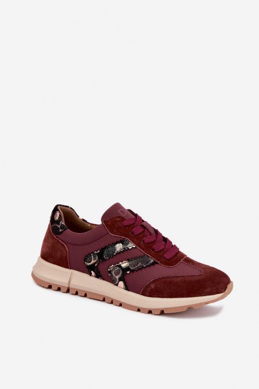 Zapatillas deportivas de mujer de ante sintético D&A GR62-6015 en burdeos