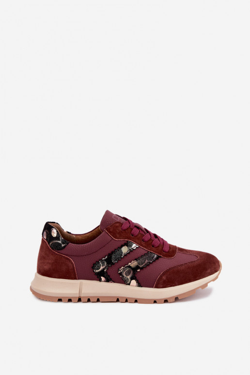 Zapatillas deportivas de mujer de ante sintético D&A GR62-6015 en burdeos