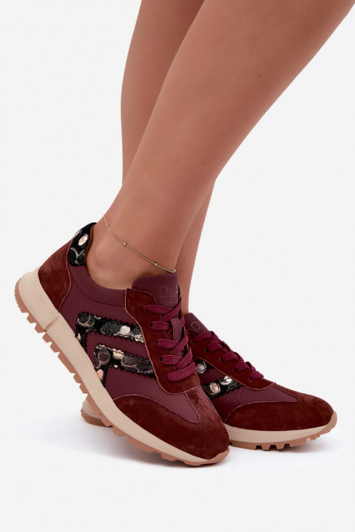 Zapatillas deportivas de mujer de ante sintético D&A GR62-6015 en burdeos