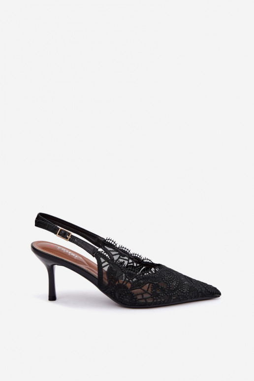 Sandalias con cordones y tacones finos en negro Talmeria