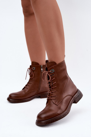 Botines de cuero aislados Tai turiciejka K7751-29 en marrón