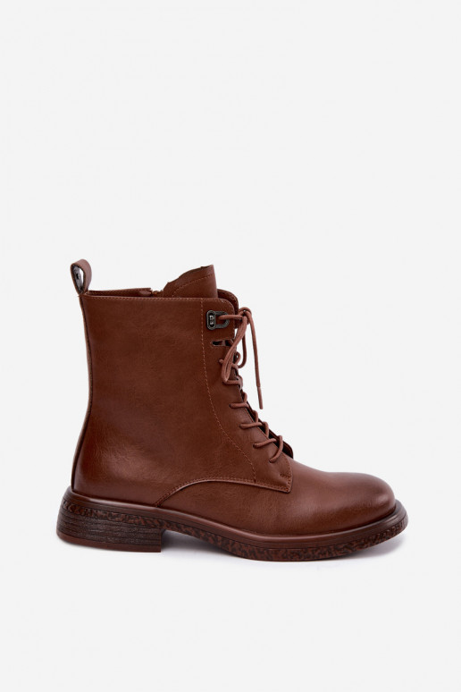 Botines de cuero aislados Tai turiciejka K7751-29 en marrón