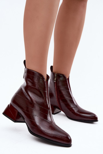 Botines de cuero aislados Klocke Tai turiciejka K7675-23 en burdeos 2
