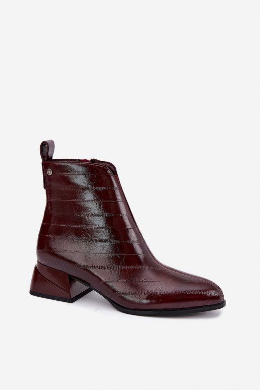 Botines de cuero aislados Klocke Tai turiciejka K7675-23 en burdeos