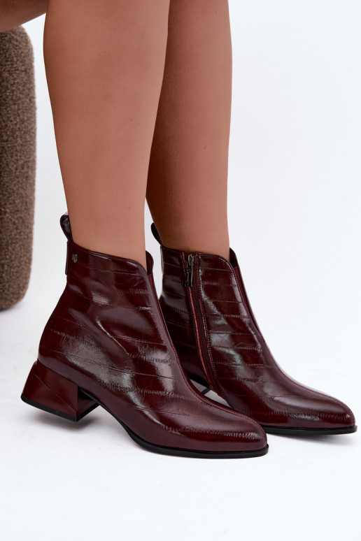 Botines de cuero aislados Klocke Tai turiciejka K7675-23 en burdeos