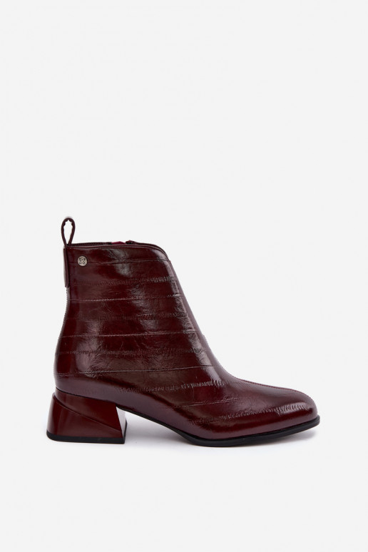 Botines de cuero aislados Klocke Tai turiciejka K7675-23 en burdeos