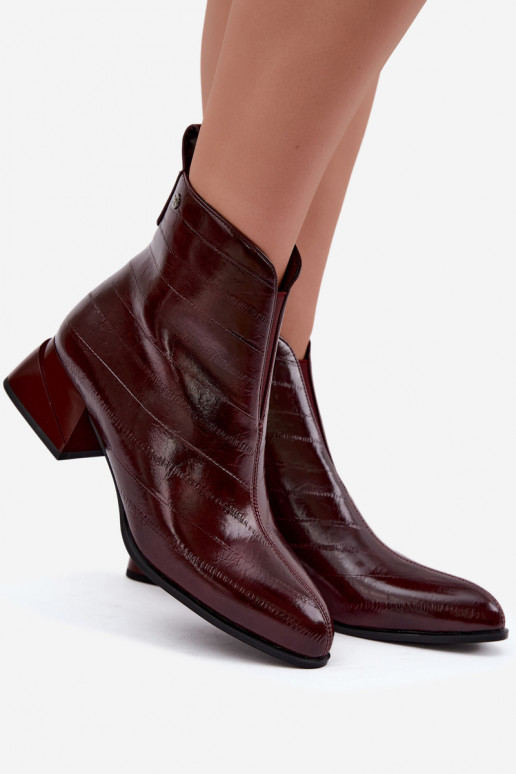 Botines de cuero aislados Klocke Tai turiciejka K7675-23 en burdeos
