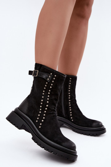 Botines aislados para mujer de ante sintético con hebillas Tai turiciejka K7727-01 en negro 2