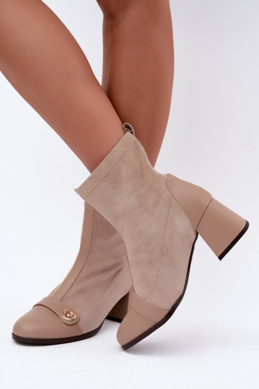 Botines de cuero para mujer Klocke Tai turiciejka K7819-04 en arena
