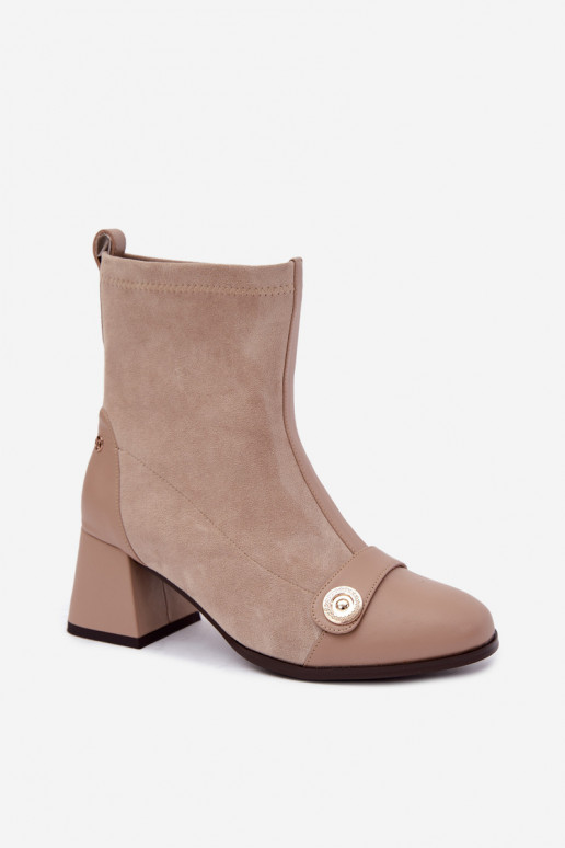 Botines de cuero para mujer Klocke Tai turiciejka K7819-04 en arena