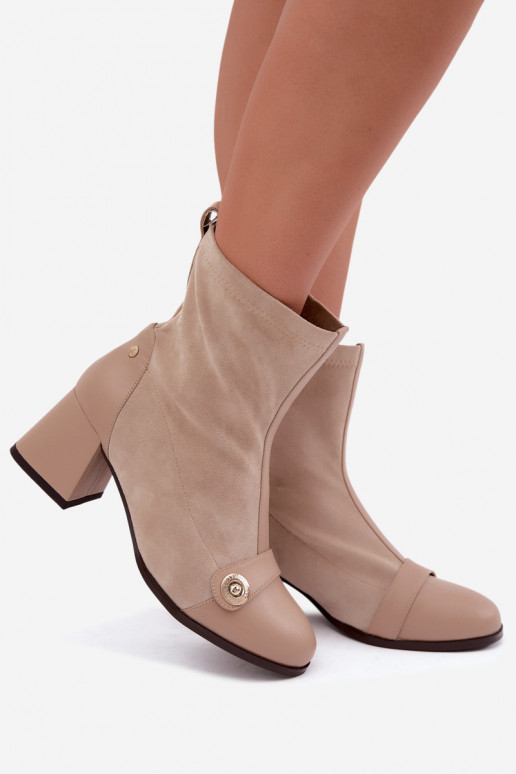 Botines de cuero para mujer Klocke Tai turiciejka K7819-04 en arena