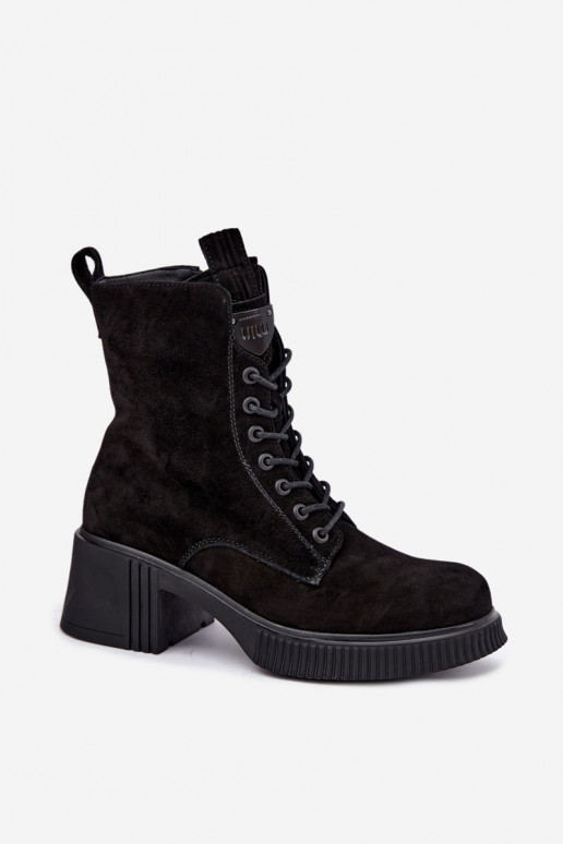 Botines de ante aislados Klocke Tai turiciejka K7675-23 en negro
