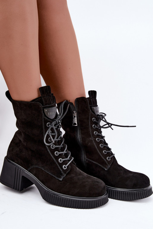 Botines de ante aislados Klocke Tai turiciejka K7675-23 en negro