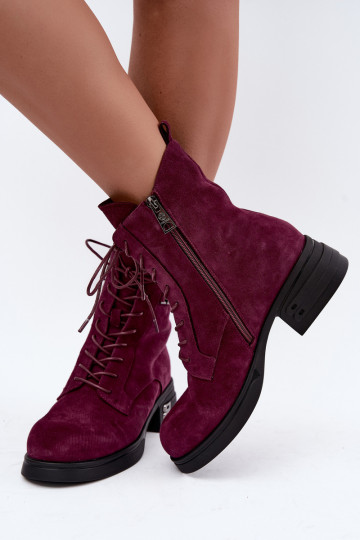 Botas de mujer de ante sintético aisladas Vinceza 67044 burdeos
