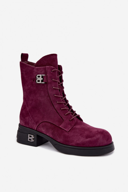 Botas de mujer de ante sintético aisladas Vinceza 67044 burdeos