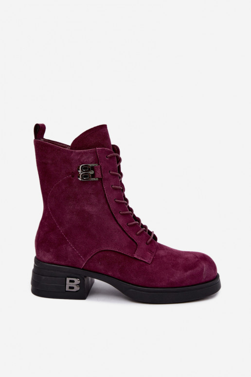 Botas de mujer de ante sintético aisladas Vinceza 67044 burdeos