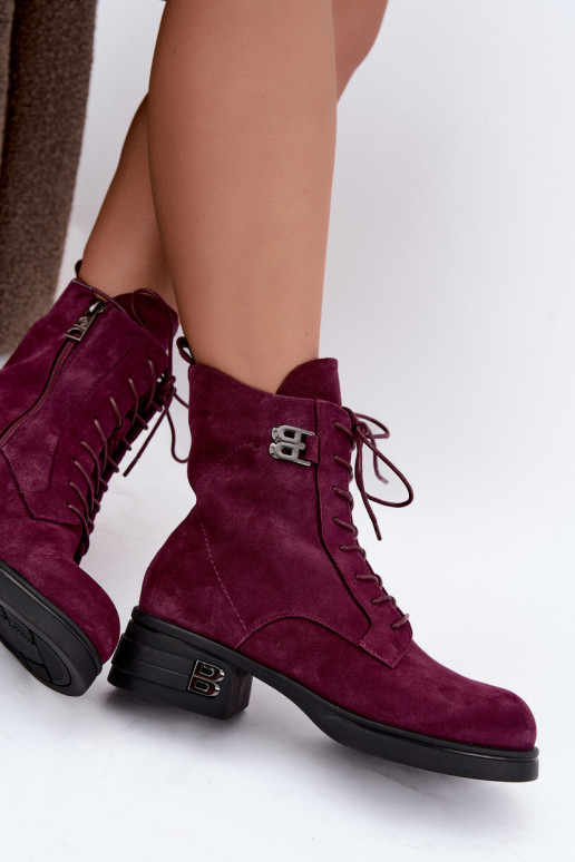 Botas de mujer de ante sintético aisladas Vinceza 67044 burdeos