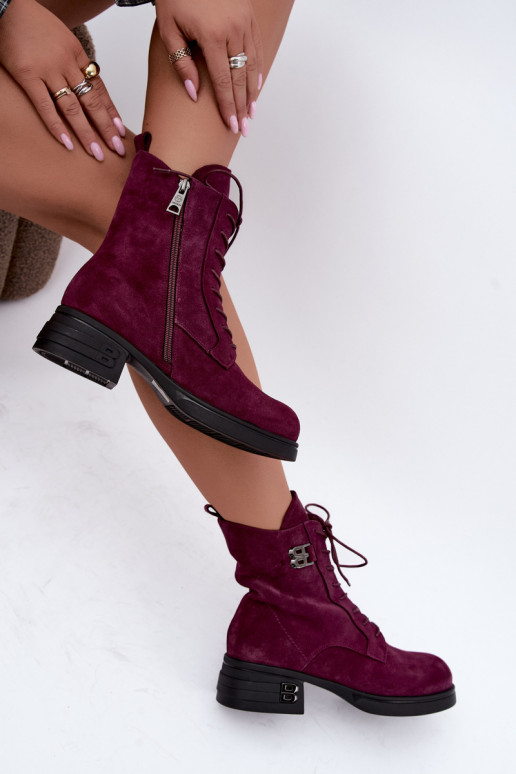 Botas de mujer de ante sintético aisladas Vinceza 67044 burdeos