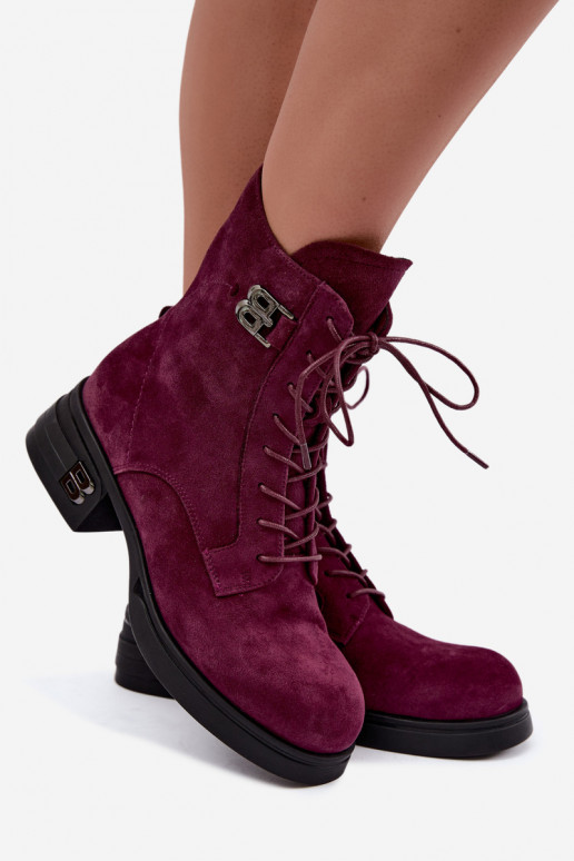 Botas de mujer de ante sintético aisladas Vinceza 67044 burdeos